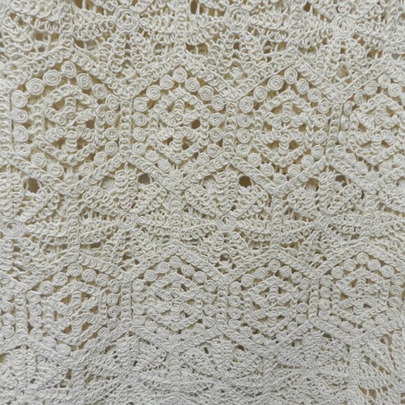 H&M Crochet knit midi skirt cover-up cream side slit elastic Size Sz Small SM S - Picture 5 of 12